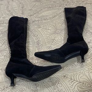 Brand new! Stuart Weizmann black suede boots. Size 5.